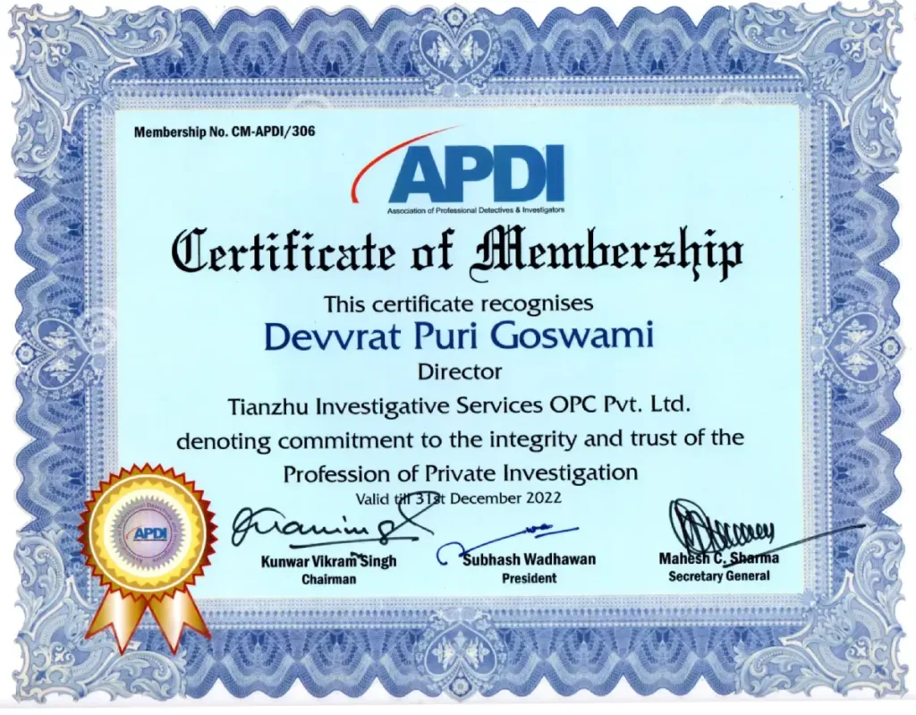 APDI Certificate of Membership 2022.