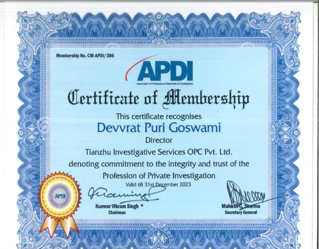 APDI Certificate of Membership 2023.